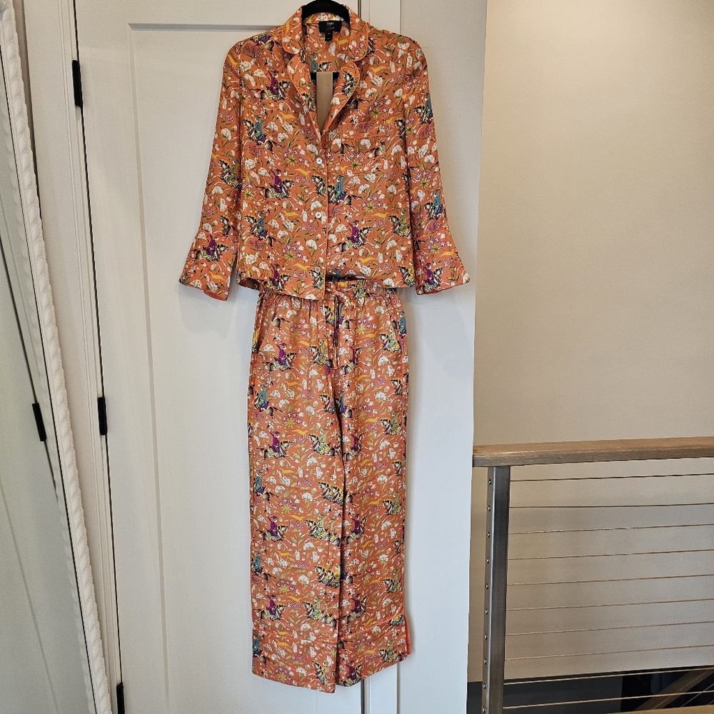 Drake's for J.Crew Collection Silk Top Blouse and bottoms Sweet Orange Cavalier
